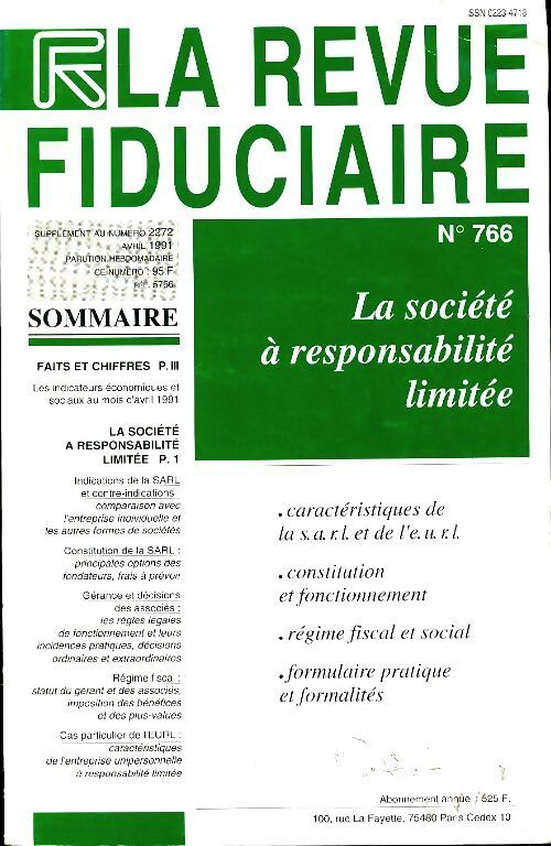 La revue fiduciaire n°766 : La société à responsabilité limitée - Collectif - Livre