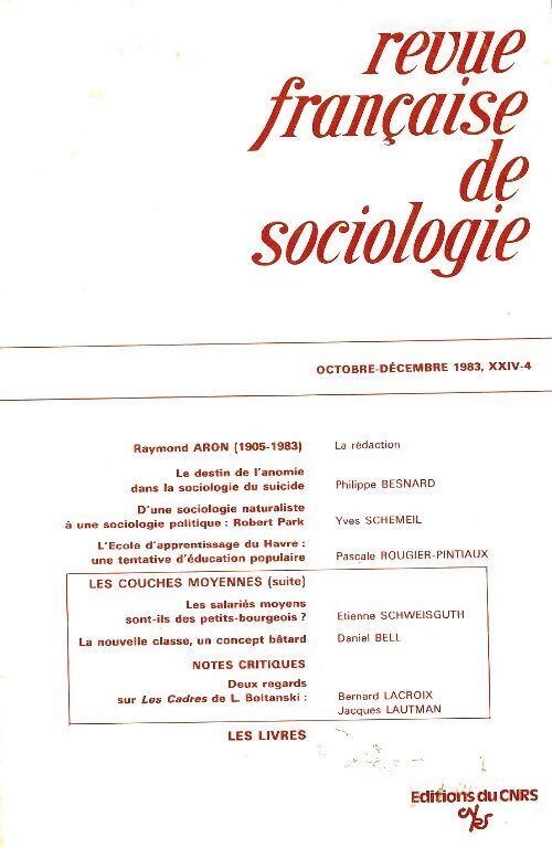 Revue française de sociologie n°XXIV-4 - Collectif - Livre