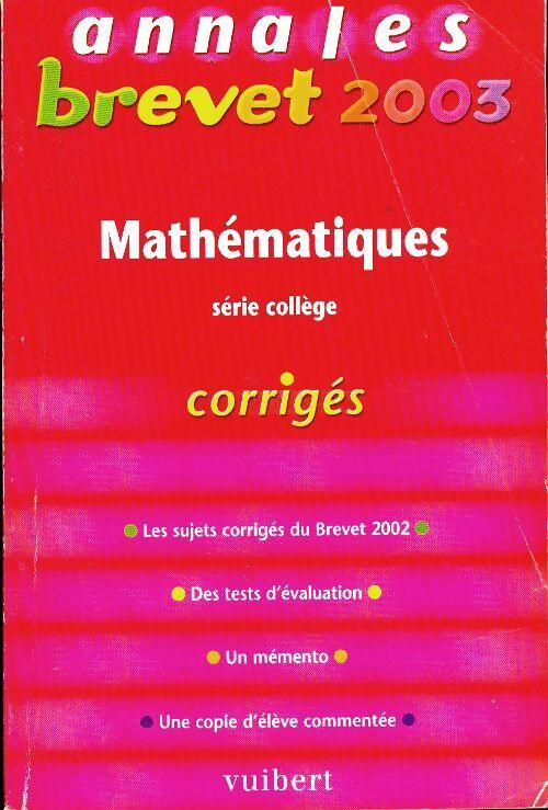 Annales brevet 2003 : Mathématiques série collège - Danièle Spérandio - Livre