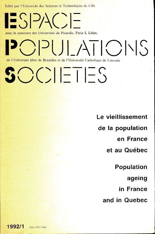 Espace, population, sociétés 1992 n°1 - Collectif - Livre