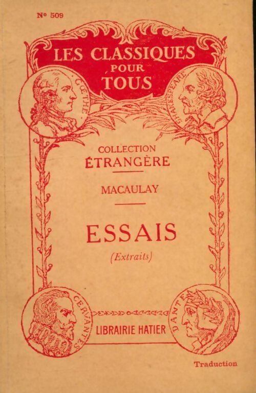 Essais historiques et critiques extraits - Macaulay - Livre