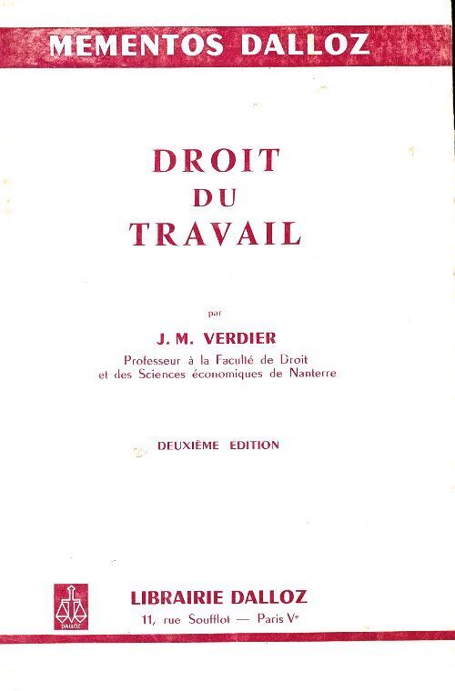 Droit du travail - Jean-Maurice Verdier - Livre