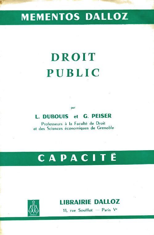 Droit public. Capacité - Louis Dubouis - Livre