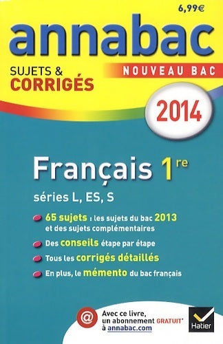  Français 1ère L, ES, S : Sujets et corrigés 2014 - Sylvie Dauvin - Livre