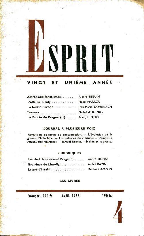 Esprit n°4 - Collectif - Livre