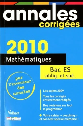 Mathématiques bac ES 2010 - Hervé Fant - Livre