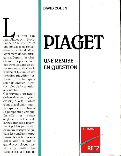 Piaget : Une remise en question - David Cohen - Livre