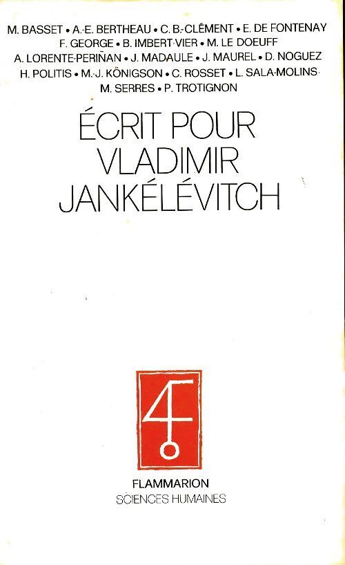 Écrit pour Vladimir Jankélévitch - Collectif - Livre