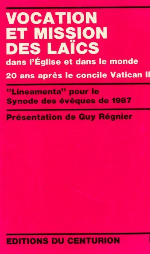 Vocation et mission des laïcs dans l'église et dans le monde vingt ans après le concile Vatican ii - Collectif - Livre
