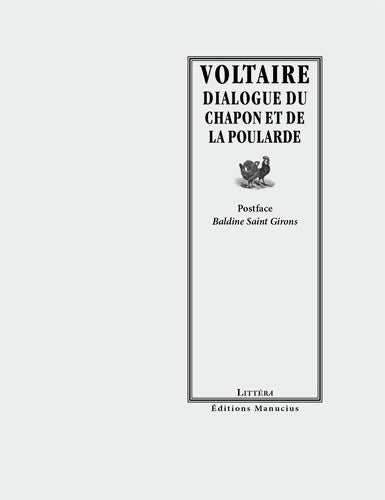 Dialogue du chapon et de la poularde - Voltaire - Livre