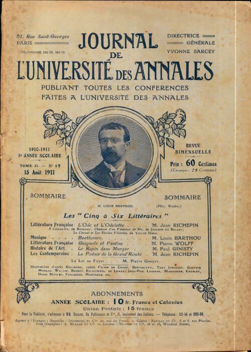 Journal de l'université des annales n°17 5e année - Collectif - Livre