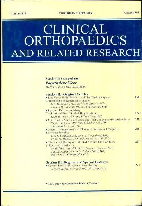 Clinical orthopedics and related research n°317 : Polyethylene wear - Collectif - Livre