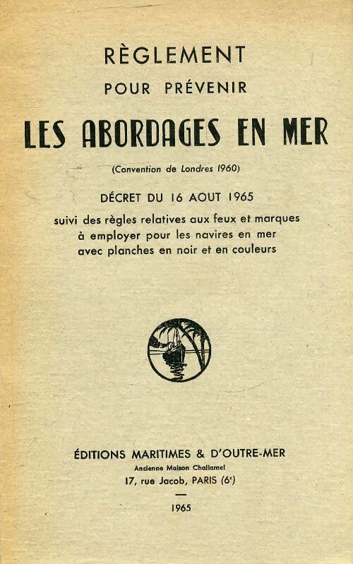 Règlement pour prévenir les abordages en mer - Inconnu - Livre