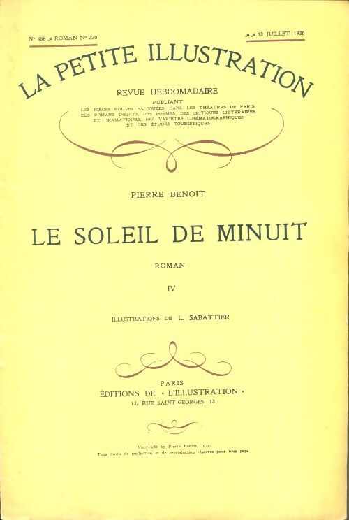 La petite illustration n°486 Roman n°220 : Le soleil de minuit Tome IV - Collectif - Livre