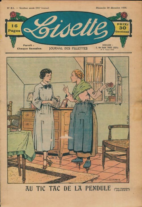 Lisette n°806 n°51 16e année : Au tic tac de la pendule - Collectif - Livre