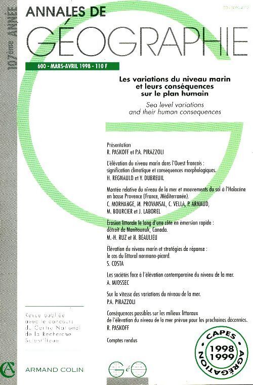 Annales de géographie n°600 - Collectif - Livre