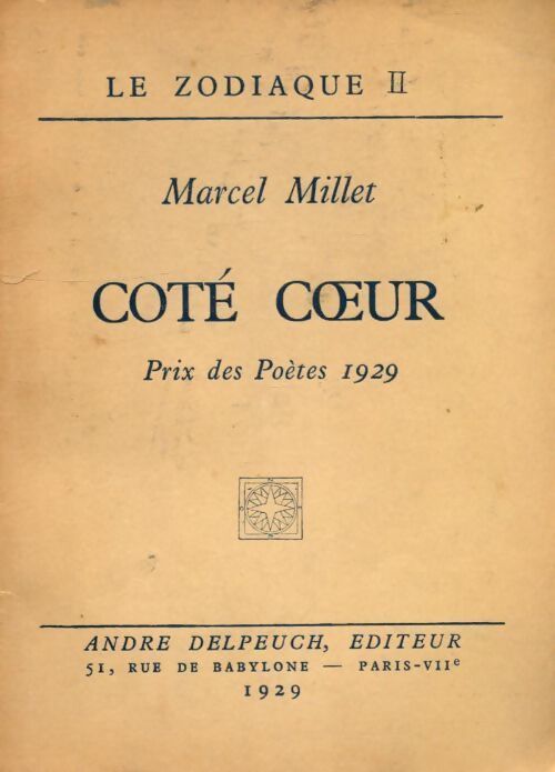 Coté coeur - Marcel Millet - Livre