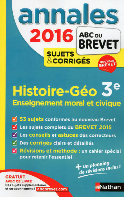 Histoire - géographie 3e 2016 sujets et corrigés - Grégoire pralon - Livre