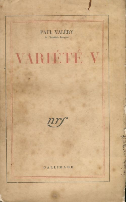 Variété V - Paul Valéry - Livre