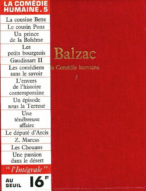  La comédie humaine Tome V - Honoré De Balzac - Livre