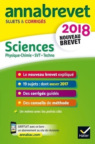 Physique-chimie SVT technologie 3e. Sujets et corrigés 2018 - Emmanuelle Michaud - Livre
