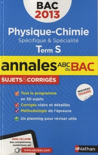Physique-chimie Terminale S, sujets & corrigés 2013 - Collectif - Livre