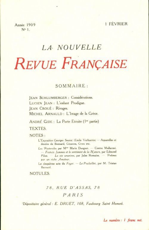 La nouvelle revue française n°1 - Collectif - Livre