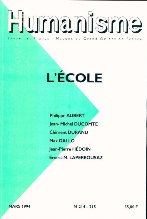 Humanisme n°214-215 : L'école - Collectif - Livre