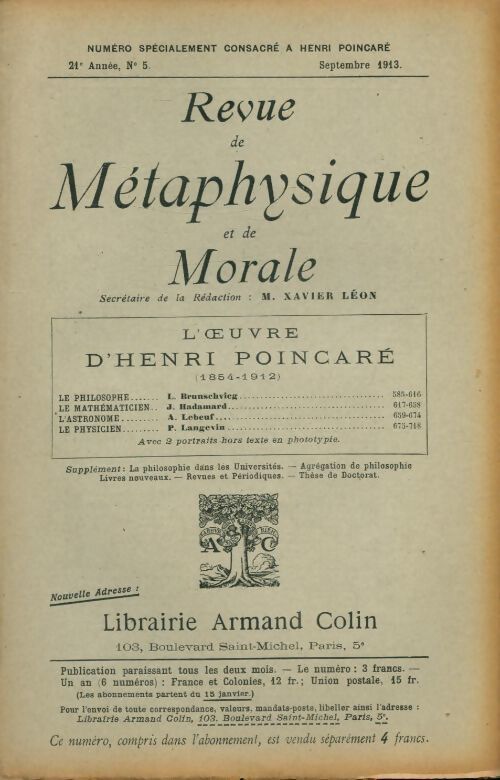 Revue de métaphysique et de morale 21e année n°5 - Collectif - Livre