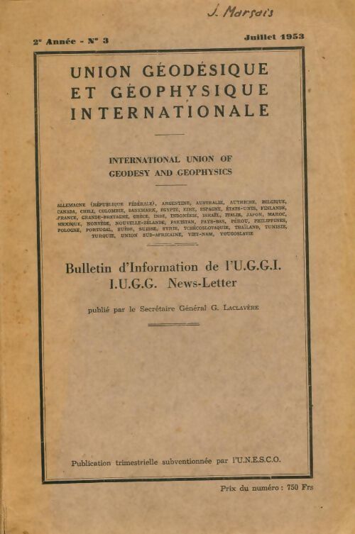 Union géodésique et géophysique internationale 2e année n°3 - Collectif - Livre