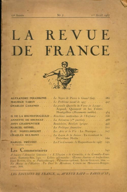 La revue de France 17e année n°7 - Collectif - Livre