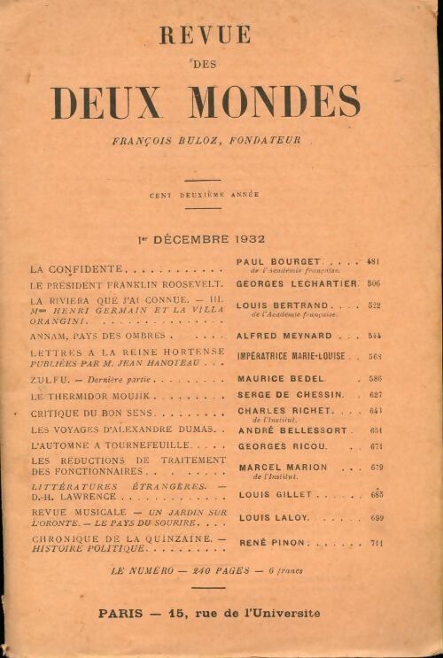Revue des deux mondes 101e année Tome XII - Collectif - Livre