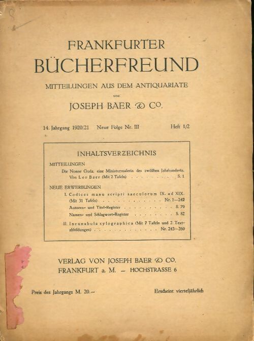 Frankfurter bücherfreund 1920 n°3 - Collectif - Livre
