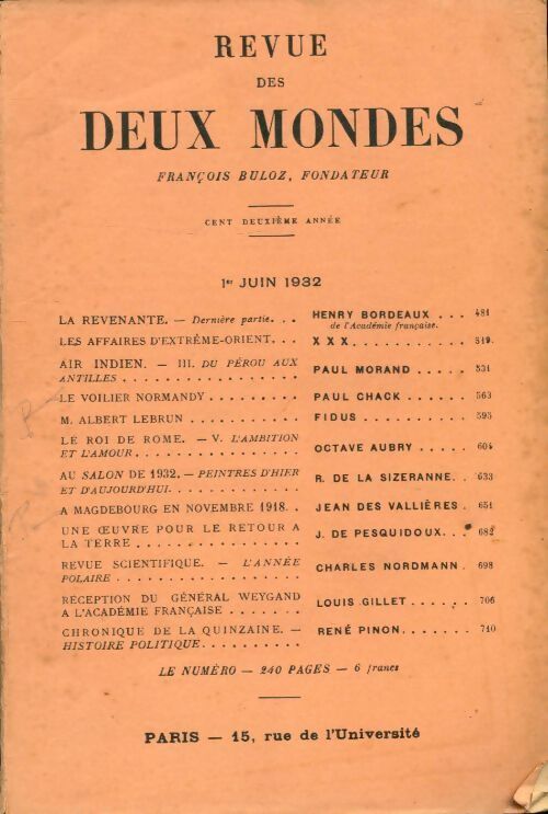 Revue des deux mondes 102e années Tome IX - Collectif - Livre
