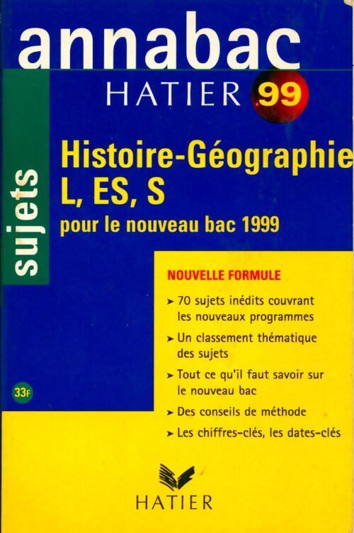 Histoire-Géographie L, ES, S. Sujets 1999 - Collectif - Livre