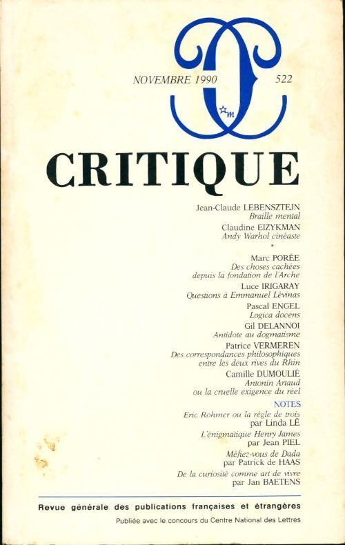 Critique n°522 - Collectif - Livre