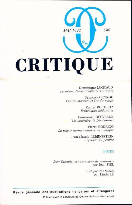Critique n°540 - Collectif - Livre