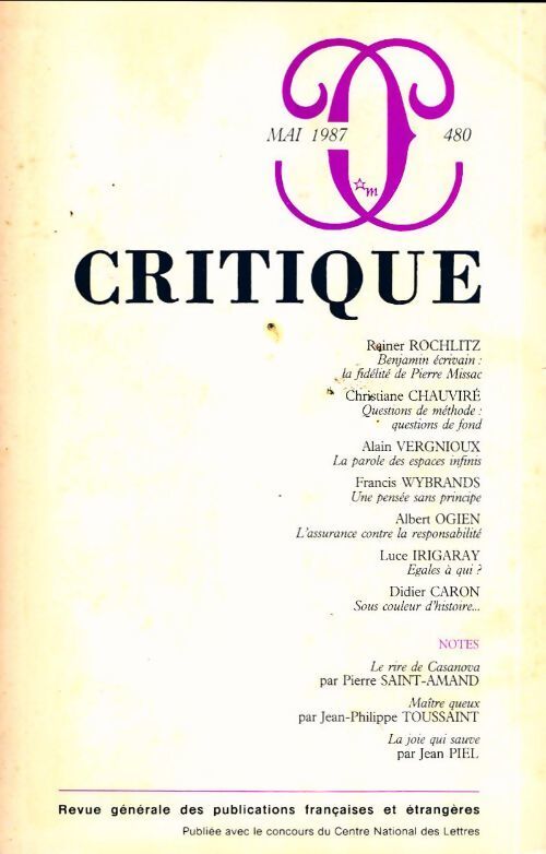 Critique n°480 - Collectif - Livre