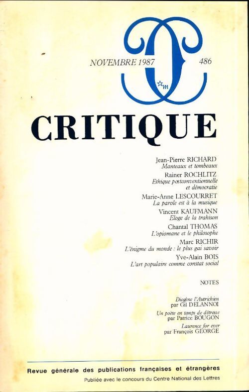 Critique n°486 - Collectif - Livre