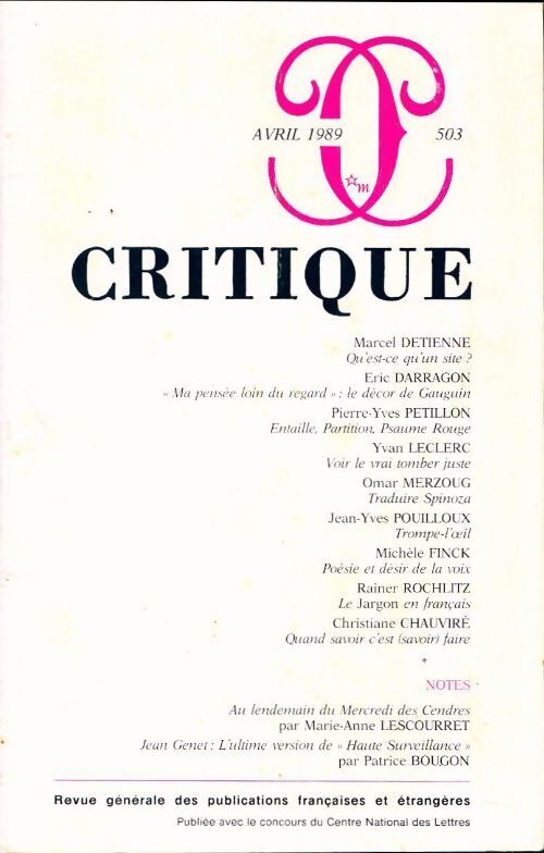Critique n°503 - Collectif - Livre