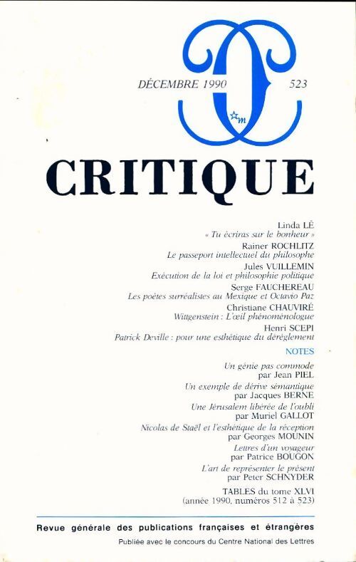Critique n°523 - Collectif - Livre