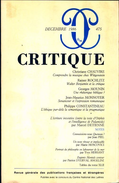 Critique n°475 - Collectif - Livre