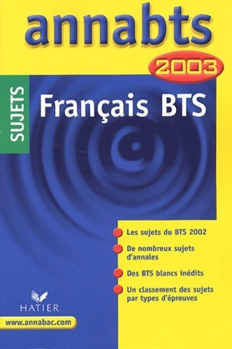 Français BTS Sujets 2003 - Anne Boyer-Vidal - Livre