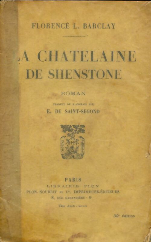 La châtelaine de Shenstone - Florence L. Barclay - Livre