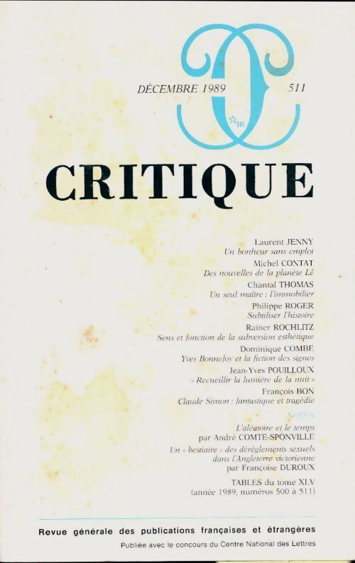 Critique n°511 - Collectif - Livre