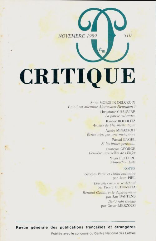 Critique n°510 - Collectif - Livre