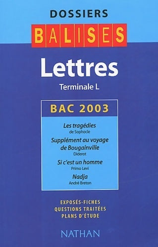Lettres terminale L 2003 - Guy Palayret - Livre