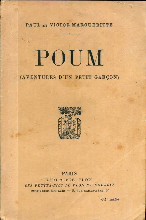 Poum (aventures d'un petit garçon) - Victor Margueritte - Livre