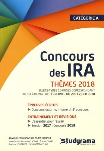 Concours des IRA thèmes 2018 Catégorie A - Collectif - Livre