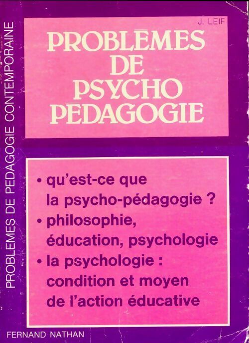 Problèmes de psycho-pédagogie - Joseph Leif - Livre